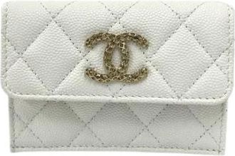 Chanel Pre-owned Matelasse Caviar Leder Portemonnee - Dames - Vintage Accessoires - Wit - ONE Size - Leer - Vintage