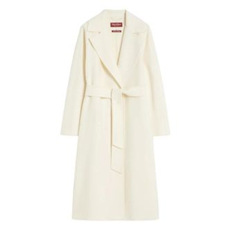 Max Mara Belted Coats, female, White, Size: 2XS Long Wrap Coat
