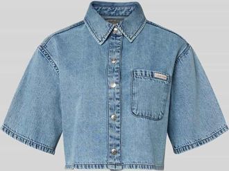 Calvin Klein Jeans Cropped Hemdbluse in Denim-Optik in Hellblau, Gr&ouml;&szlig;e XL