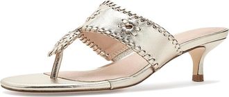 Jack Rogers Jacks Kitten Heel Womens Sandals Platinum : 5.5 M, Leather