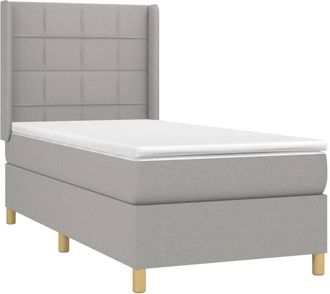 vidaXL Cama Box Spring Colch&oacute;n Y Luces Led Tela Gris Claro 80x200 Cm Vidaxl