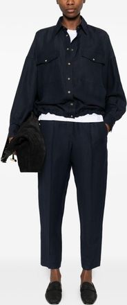 Brunello Cucinelli Brunello Cucinelli Womens Linen Blend Trousers - Dark Blue viscose - Size EU 34 (Womens)