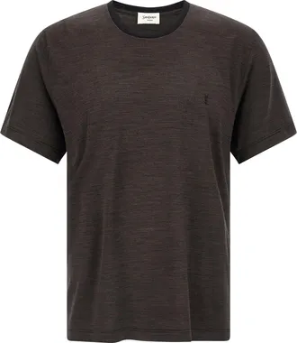 Saint Laurent Brown Wool Mens T-Shirt