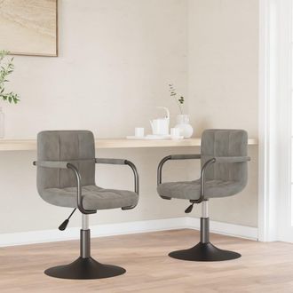 vidaXL Vidaxl - Sillas De Comedor Giratorias 2 Uds De Terciopelo Gris Claro