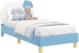 vidaXL Estructura De Cama Con Cabecera Azul 80 X 160 Cm Pu Vidaxl