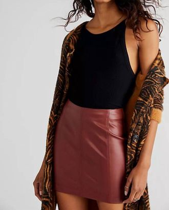 Free People Femme Leather Skirt In Penny