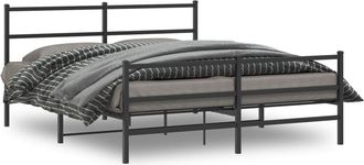 vidaXL Estructura Cama Sin Colch&oacute;n Con Estribo Metal Negro 160x200 Cm Vidaxl