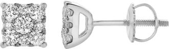 LuvMyJewelry Lab Grown Diamond Square Cluster Stud Earrings in 14K White Gold at Nordstrom Rack