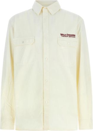 Willy Chavarria Overhemden, Heren, Beige, L, Katoen, Corcoran Work Shirt