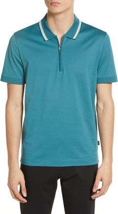 BOSS Polston Zip Polo in Open Green at Nordstrom, Size Large