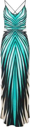 Roberto Cavalli Zee Print Zijden Maxi Jurk - Dames - Avondkleed - Blauw - M - Kleedjes
