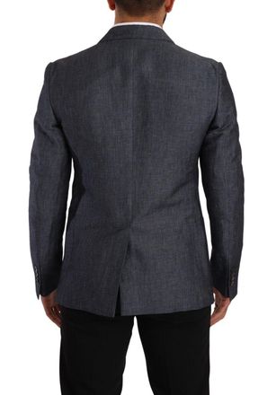 Dolce & Gabbana Mens Blue Linen Cotton Jacket Taormina Blazer Flax Clothing