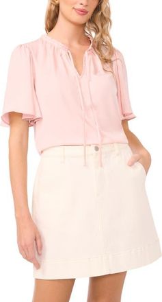 Vince Camuto Tie Neck Top in Sepia Rose at Nordstrom, Size Xx-Small