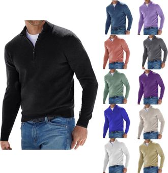 Generic pullovers for men uk,Mens 1/4 Zip Pullover UK, Casual Jumper Long Sleeve Top Stand Collar Sweater Plain Pullover Sports Work Sweatshirts Quarter Zip S