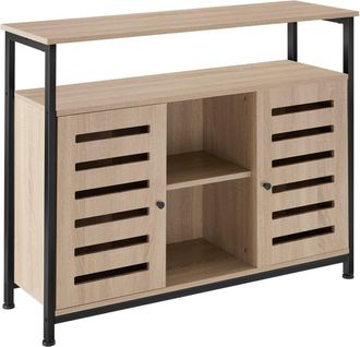 TecTake Aparador estilo industrial 3 estantes 100x37x82 cm madera clara