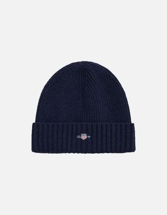 GANT Mens Gant Unisex Shield Wool Beanie Marine - Navy - Size: 1 size