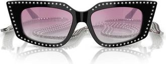 Jimmy Choo London 52mm Gradient Cat Eye Sunglasses with Embellished Chain in Black /Clear Gradient at Nordstrom