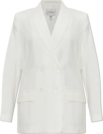 Gestuz Double-breasted Blazer - Dames - Blazers - Wit - S - Leer - Jassen