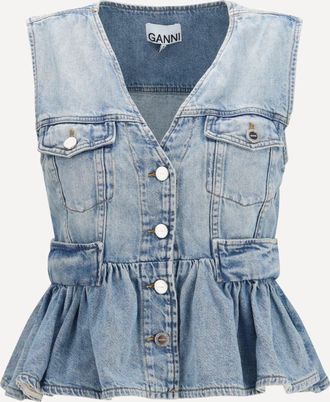 Ganni Gilet in denim leggero Woman 38