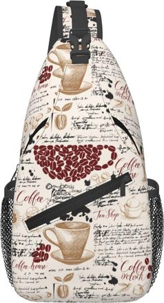 Generic Coffee OClock Tea Shop Coffee Beans Break Crossbody Bag Anti Theft Shoulder Bag Trendy Backpack For Sports Outdoors Men