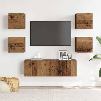 Berkfield Home Classic 5 Piece TV Cabinet Set Wall-mounted Old Wood Engineered Wood