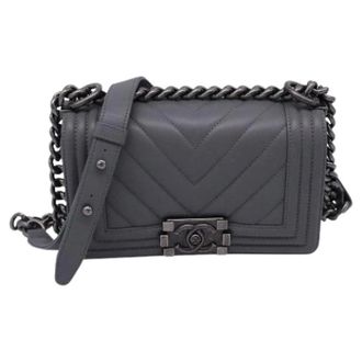 Chanel Pre-owned Leather chanel-bags - Dames - Pre-owned - Grijs - Maat: ONE Size Leer