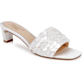 Badgley Mischka Pacific Block Heel Sandal in Ivory Satin at Nordstrom, Size 6.5