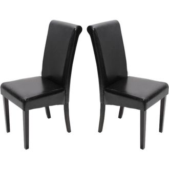 Hhg [NON UTILIZZATO] Set 2x sedie soggiorno elegante Novara II pelle sala da pranzo 60x41x99cm nero piedi scuri