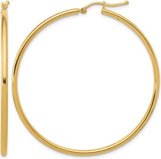 Diamond2Deal 14K Yellow Gold Polished 2mm Hoop Earrings