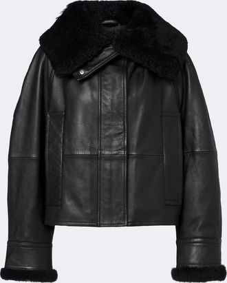 Sportmax Padded shearling-trimmed leather jacket