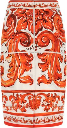 Dolce & Gabbana Maiolica-Print Charmeuse Skirt - Red