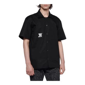 John Richmond Overhemden, Heren, Zwart, S, Katoen, Shirt met korte mouwen en print