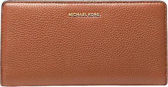 Michael Kors Slanke leren portemonnee met drukknoopsluiting - Dames - Portefeuilles - Bruin - ONE Size - Leer - Accessoires