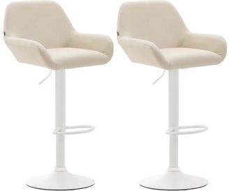 Clp Clp - Set 2 Taburetes De Bar Braga En Cuero Pu Crema Blanco