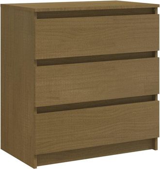 vidaXL Bedside Cabinet Honey Brown 60x36x64 cm Solid Pinewood Vidaxl