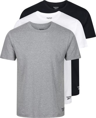 Reebok Mens 3 Pack T-Shirt Black/White/Grey XL