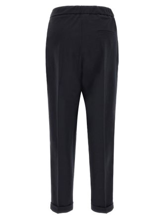 Alberto Biani Cropped Wool-Blend Trousers - Black