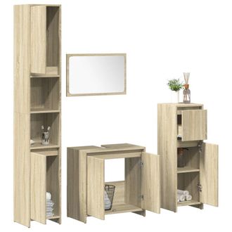 Berkfield Home 4 Piece Bathroom Furniture Set Sonoma Oak Engineered Wood in Brown