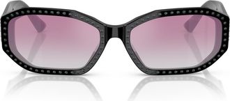 Jimmy Choo London 56mm Gradient Oval Sunglasses in Black /Silver Night at Nordstrom