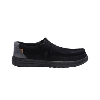 Lamofootwear Mens Paul Canvas Deck Shoes In Black Corduroy