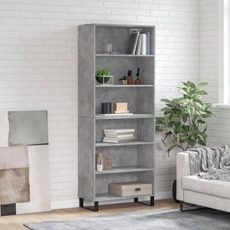 vidaXL Aparador Alto Madera Ingenier&iacute;a Gris Hormig&oacute;n 69,5x32,5x180 Cm Vidaxl