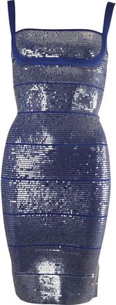 Hérve Léger Katherine Bandage Sequin Dress in Blue Rayon