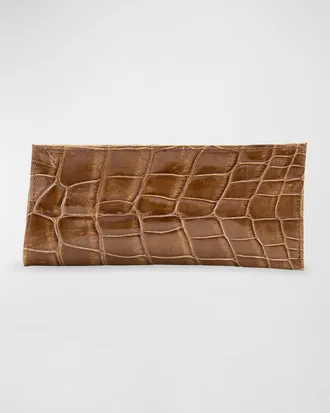 Abas Men & apos;s Glazed Alligator Leather Eyewear Case
