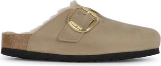 Birkenstock Boston Big Buckle Shearling - Dames - Slip ons - Beige - 38 EU - Leer - Schoenen