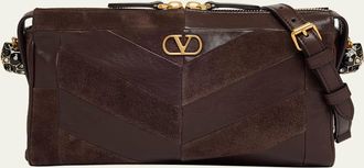 Valentino Garavani Panthea Small Patchwork Chevron Shoulder Bag
