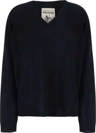 Semicouture Dames, Truien, Blauw, Maat: M Wol