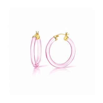 Gold & Honey Womens Thin Lucite Hoop Earrings In Pink