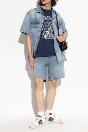 Balmain Denim Shorts, Mens, Blue
