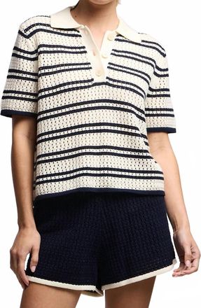 Velvet Lumae Sweater Polo In Milk/navy