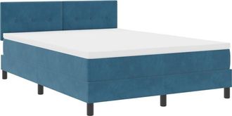 vidaXL vidaXL Box Spring Bed with Mattress & LED Dark Blue 160x200 cm Velvet